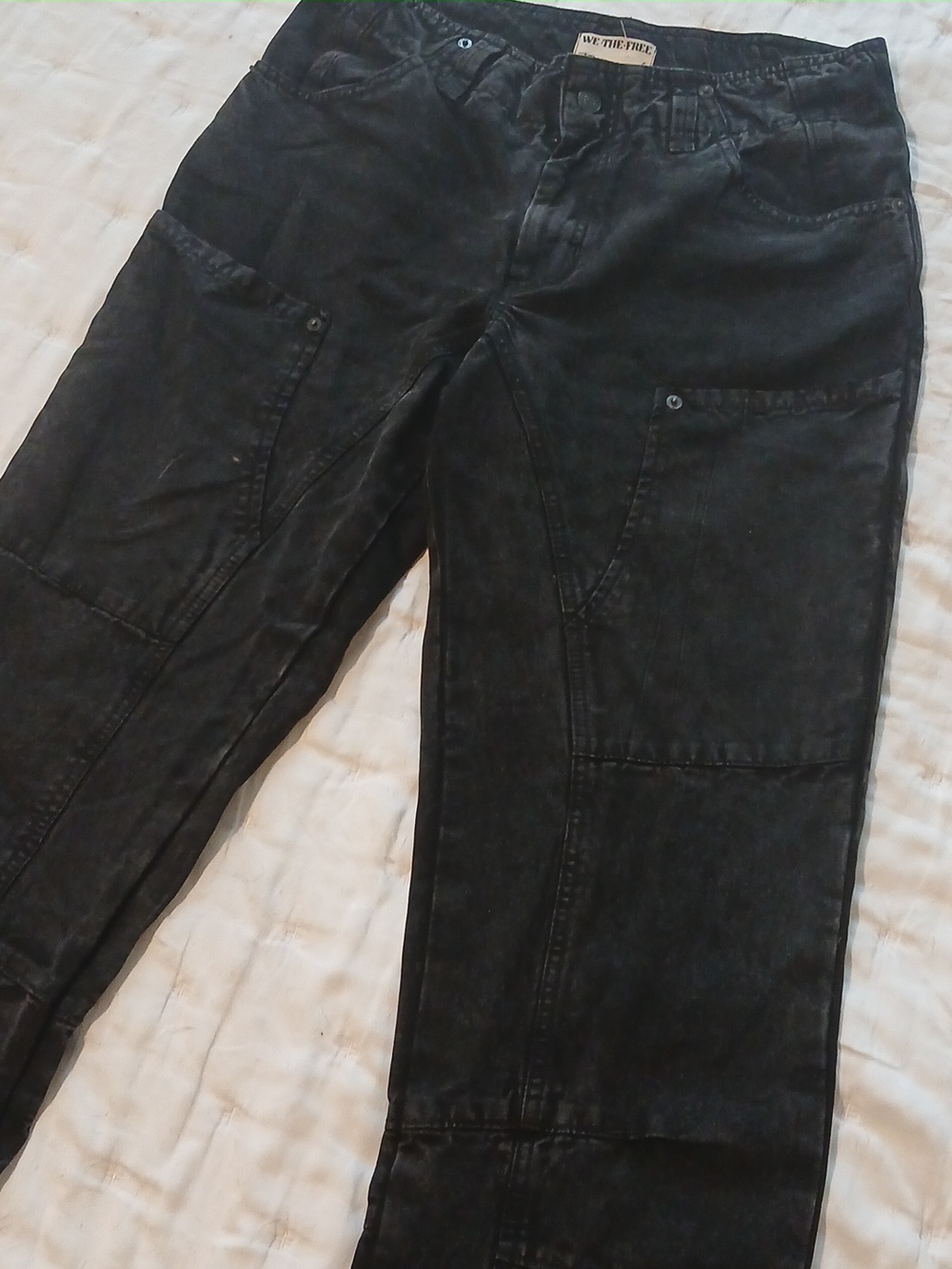 Free Peoplw We The Free Black Cropped Cargo Pants 6